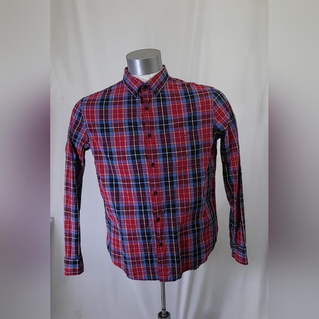 American Eagle Men's Classic Check Button Down Shirt Size Large